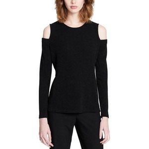 Black Cold Shoulder Shiny Sparkle Long Sleeve Top
